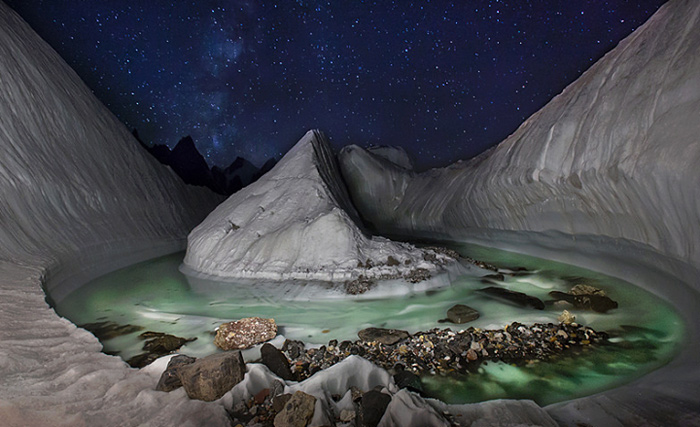 Amazing Glacier stream at Concordia Pakistan
